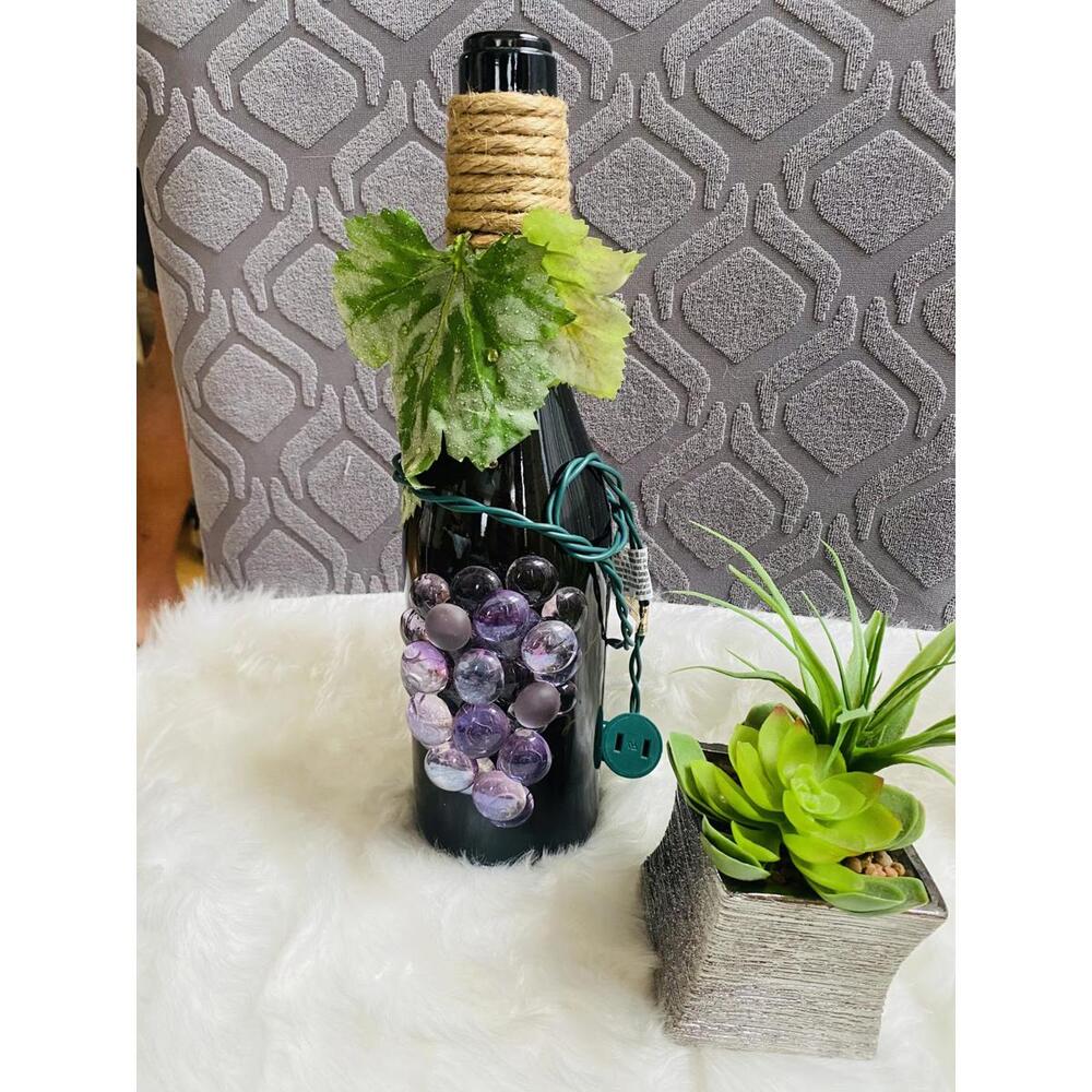 Decorative Outdoor Lamp Bottle with Grape Design and Rope Accent